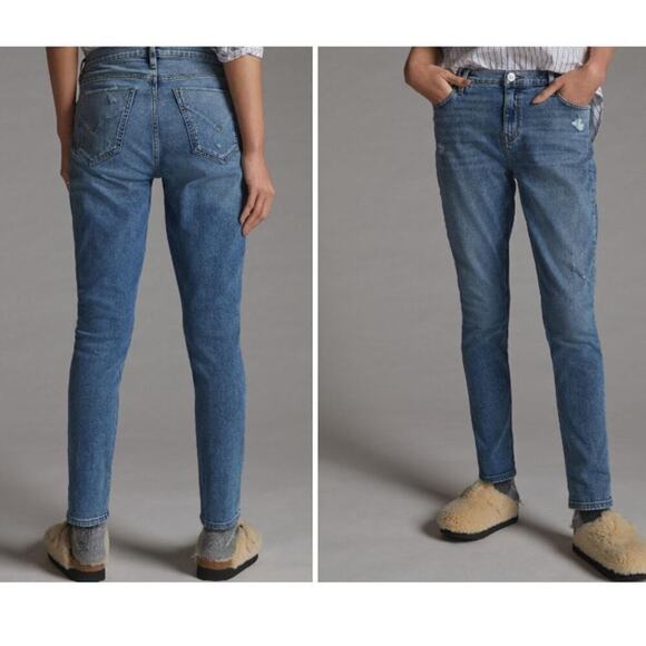 Hudson Women's Lana Boyfriend Distressed Slim Fit Denim Jeans Size 28 Blue NWT - Picture 1 of 10